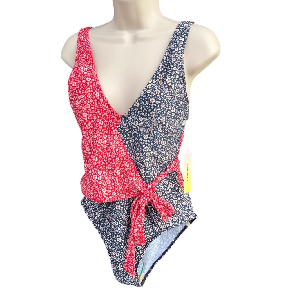 SUMMERSALT The Perfect Wrap One Piece - In Bloom in Deep sea  & Lava